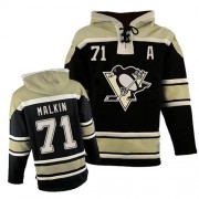 Old Time Hockey Pittsburgh Penguins NO.71 Evgeni Malkin Men's Jersey (Black Authentic Sawyer Hooded Sweatshirt)
