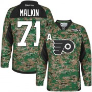 Reebok Pittsburgh Penguins NO.71 Evgeni Malkin Men's Jersey (Camo Premier Veterans Day Practice)