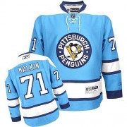 Reebok Pittsburgh Penguins NO.71 Evgeni Malkin Men's Jersey (Light Blue Authentic Third)