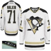 Reebok Pittsburgh Penguins NO.71 Evgeni Malkin Men's Jersey (White Authentic 2014 Stadium Series Autographed)