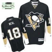 Reebok Pittsburgh Penguins NO.18 James Neal Men's Jersey (Black Authentic Home Autographed)