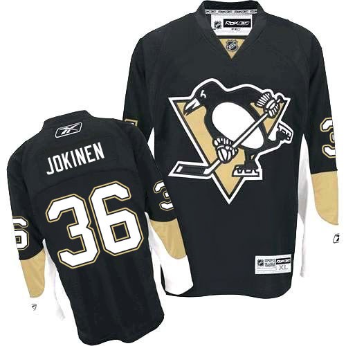 Reebok Pittsburgh Penguins NO.36 Jussi Jokinen Men's Jersey (Black Authentic Home)
