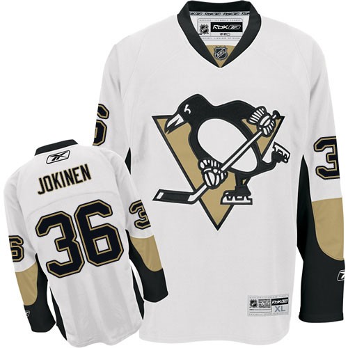 Reebok Pittsburgh Penguins NO.36 Jussi Jokinen Men's Jersey (White Premier Away)