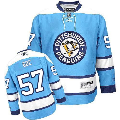 Reebok Pittsburgh Penguins NO.57 Marcel Goc Men's Jersey (Light Blue Premier Third)
