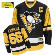 CCM Pittsburgh Penguins NO.66 Mario Lemieux Men's Jersey (Black Authentic Autographed Throwback) CCM Pittsburgh Penguins NO.66 Mario Lemieux Men's Jersey (Black Authentic Autographed Throwback)