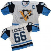 CCM Pittsburgh Penguins NO.66 Mario Lemieux Men's Jersey (White/Blue Authentic Throwback)