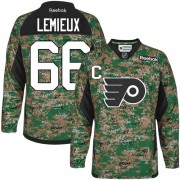 Reebok Pittsburgh Penguins NO.66 Mario Lemieux Men's Jersey (Camo Authentic Veterans Day Practice)