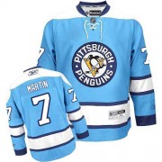 Reebok Pittsburgh Penguins NO.7 Paul Martin Men's Jersey (Light Blue Authentic Third)
