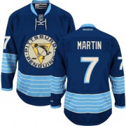 Reebok Pittsburgh Penguins NO.7 Paul Martin Men's Jersey (Navy Blue Authentic New Third Winter Classic Vintage)