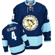 Reebok Pittsburgh Penguins NO.4 Rob Scuderi Men's Jersey (Navy Blue Premier Third Vintage)