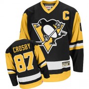CCM Pittsburgh Penguins NO.87 Sidney Crosby Men's Jersey (Black Authentic Throwback)