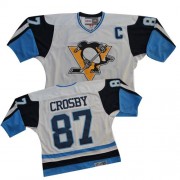 CCM Pittsburgh Penguins NO.87 Sidney Crosby Men's Jersey (White/Blue Authentic Throwback)