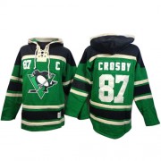 Old Time Hockey Pittsburgh Penguins NO.87 Sidney Crosby Men's Jersey (Green Authentic St. Patrick's Day McNary Lace Hoodie)
