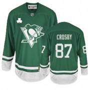 Reebok Pittsburgh Penguins NO.87 Sidney Crosby Men's Jersey (Green Authentic St Patty's Day)