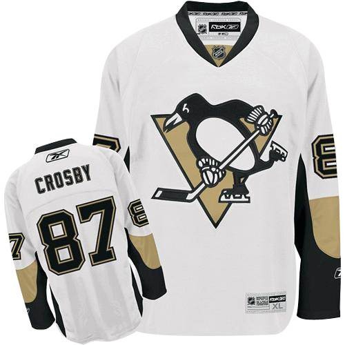 Reebok Pittsburgh Penguins NO.87 Sidney Crosby Men's Jersey (White Premier Away)