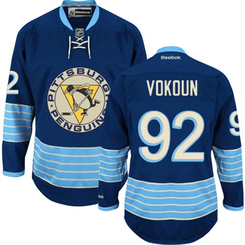 Reebok Pittsburgh Penguins NO.92 Tomas Vokoun Men's Jersey (Navy Blue Authentic Third Vintage)