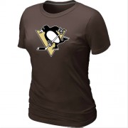 Pittsburgh Penguins Women's Team Logo Short Sleeve T-Shirt - Brown