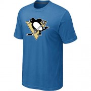 Pittsburgh Penguins Mens Team Logo Short Sleeve T-Shirt - light Blue